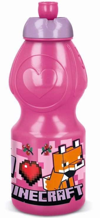 Minecraft   Pink   Flaske    Sportsflaske   400   Ml