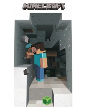 Minecraft   Wallsticker    Minecrafter   Bygger   Ud    Hul   I   Væggen    50x70cm