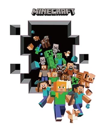 Minecraft   Wallsticker    På   Vej   Igennem   Et   Hul   I   Væggen
