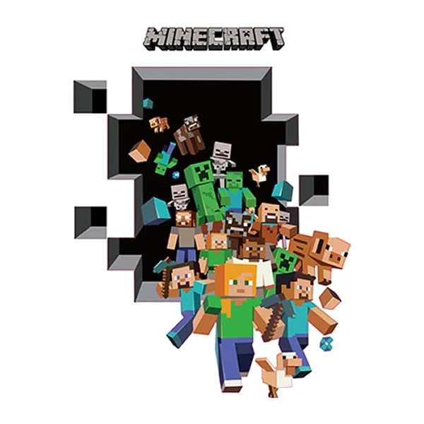 Minecraft Wallsticker På Vej Igennem Et Hul I Væggen