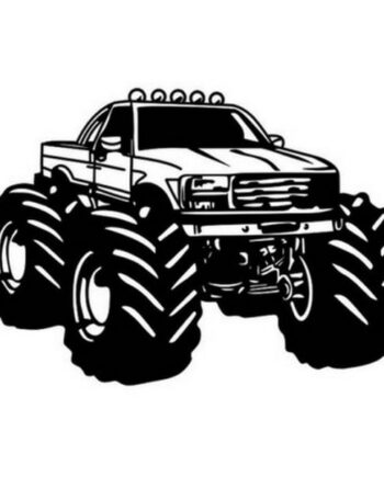 Monstertruck   Wallsticker    Monstertruck   Med   Mega   Hjul    58x82cm