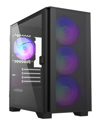 Montech   Air   100   Argb   Black   Micro   Atx    Tempered   Glass    4x   Argb   Fans   Included