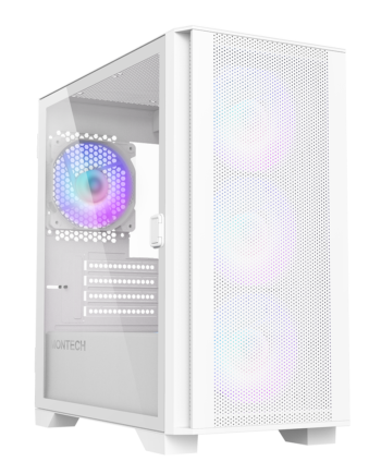 Montech   Air   100   Argb   White    Micro   Atx    Tempered   Glass    4x   Argb   Fans   Included