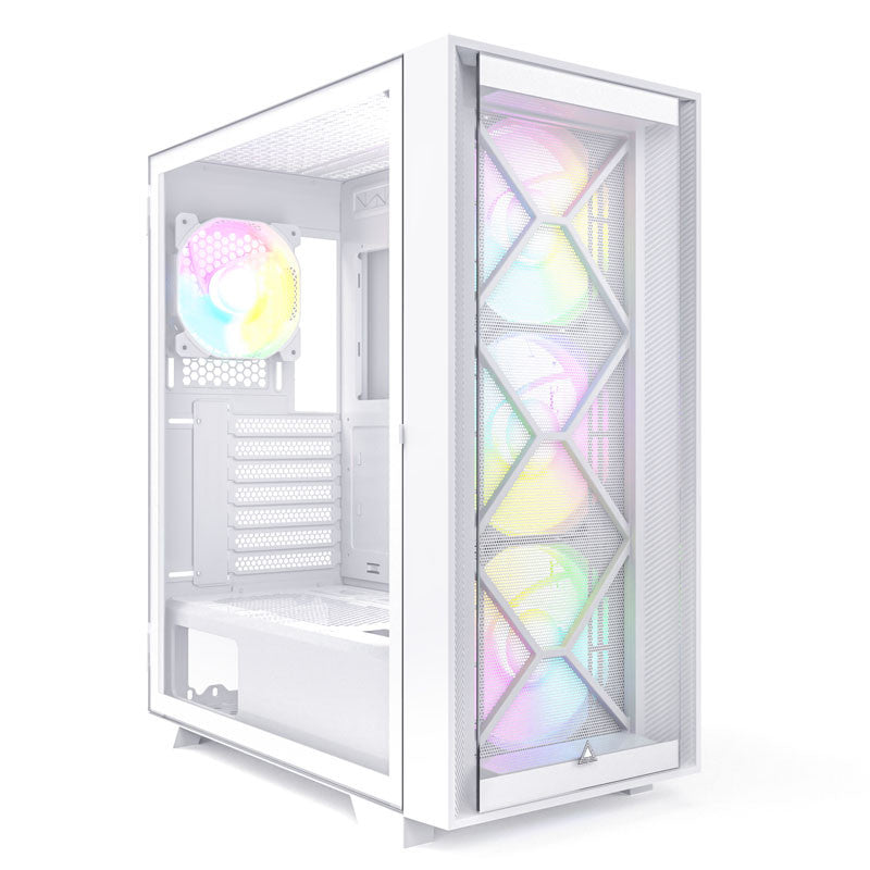 Montech   Air   1000   Premium   White   Midi   Tower    Tempered   Glass    3x   140mm   120mm   Argb   Fan    2x   Front   Panels
