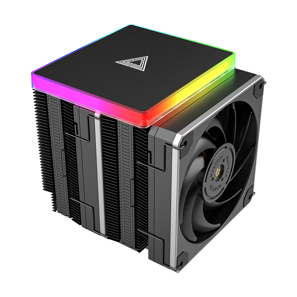 Montech   Metal   Dt24   Premium   Cpu   Cooler    Argb   Top   Cover    2x   120mm   Pwm   Fans    Lga1700     Am5   Support    270w   Tdp