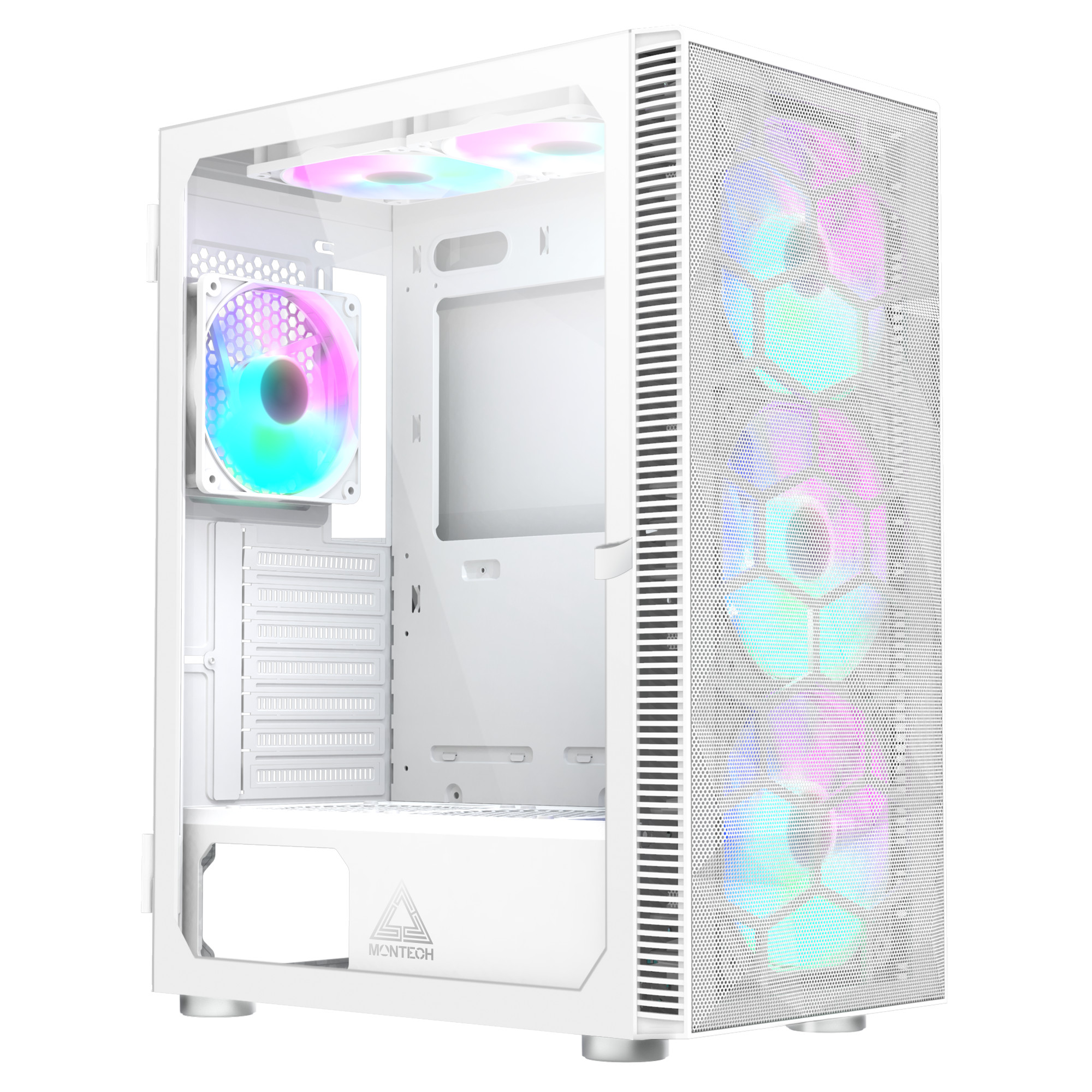 Montech   X3   Mesh   White   3x   140mm   Static   Rgb   Fans     3x   120mm   Static   Rgb   Fans    Side   Swivel   Tempered   Glass