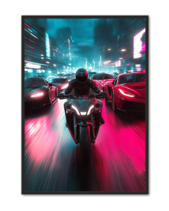 Motorcykel   Plakat       Neonrace   I   Natregn