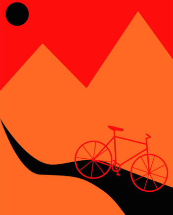 Mountainbike   Orange   Af   Justesen   Plakater