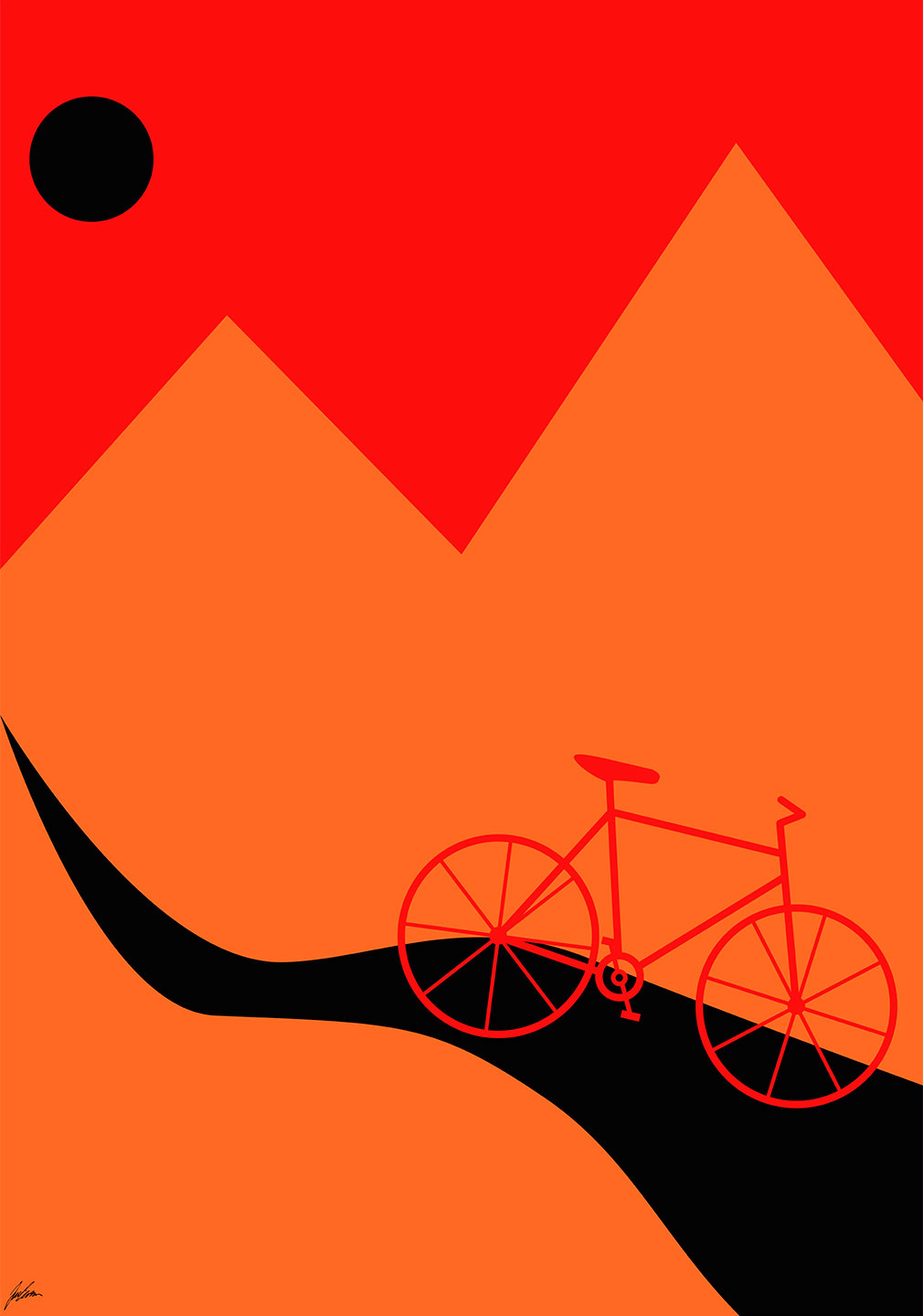 Mountainbike   Orange   Af   Justesen   Plakater