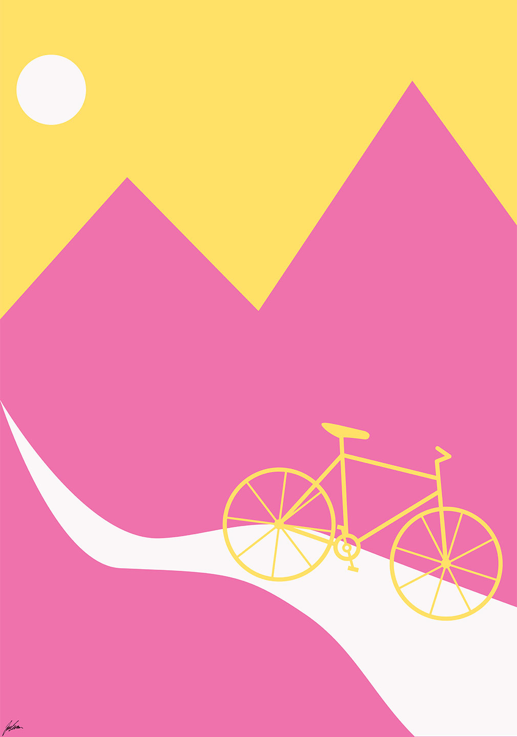 Mountainbike   Yellow   Af   Justesen   Plakater