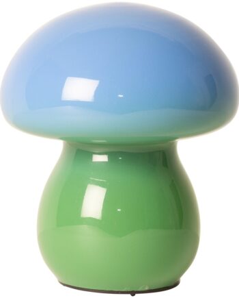 Mushroom   Lampe   I   Glas    Blå   Grøn