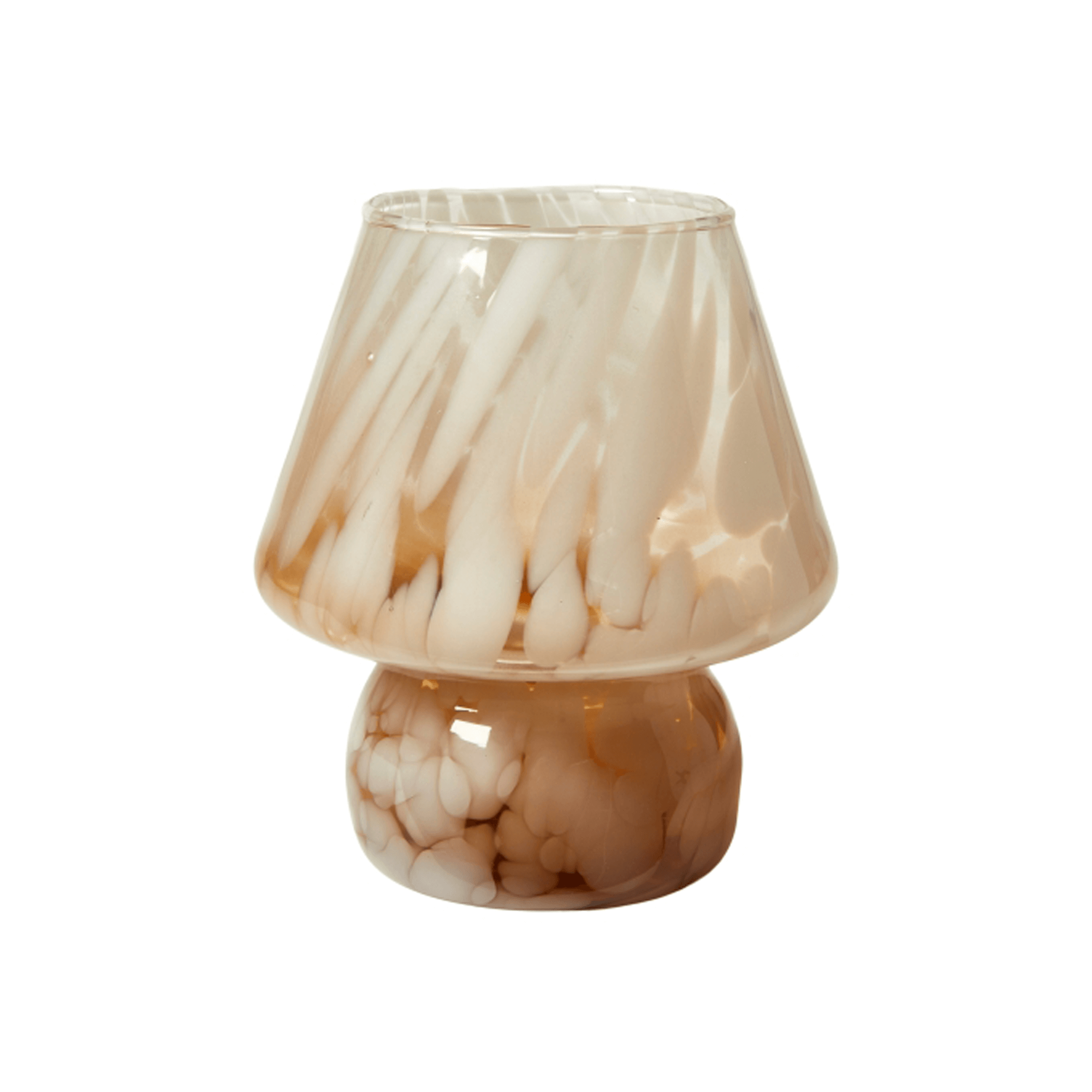 Mushroom   Lysestage    Beige   Glas