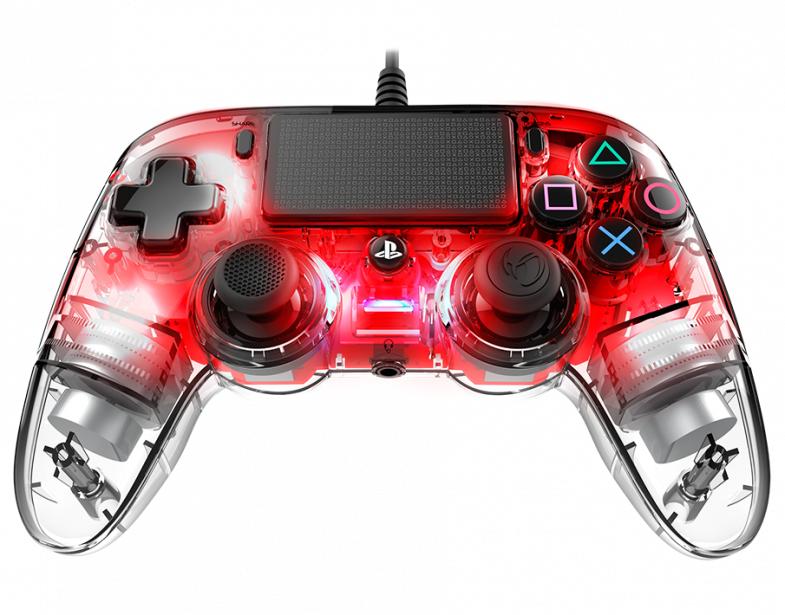 Nacon   Wired   Compact   Controller     Rød   Transparent   Gamepad   Til   Ps4     Pc   Geekd   Dk
