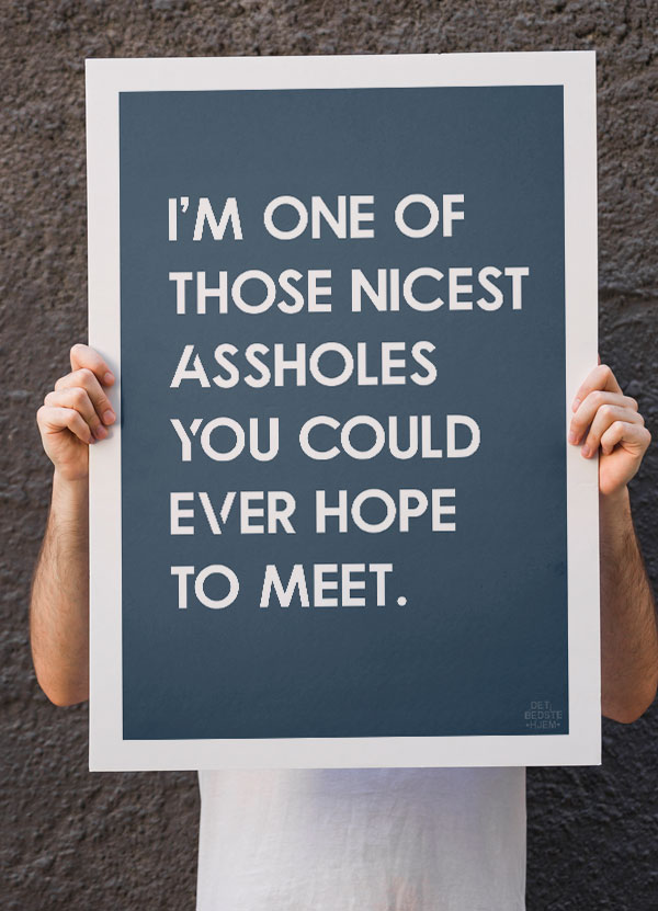 Nice Asshole - Plakat Blågrøn 21 X 29 A4 Kr 199 -