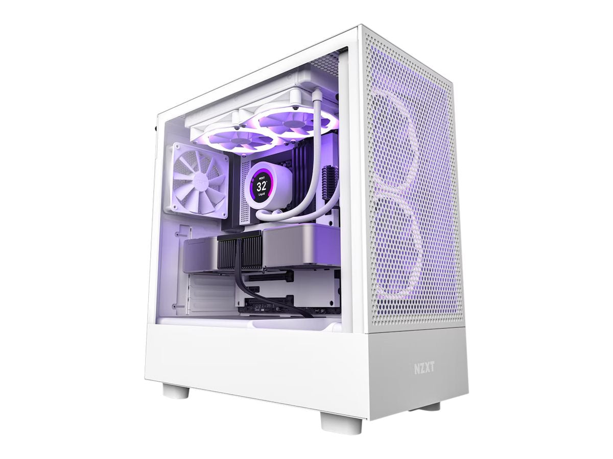 Nzxt   H   Series   H5   Flow   Tårn   Udvidet   Atx   Ingen   Strømforsyning   Hvid   Kabinet   Geekd   Dk