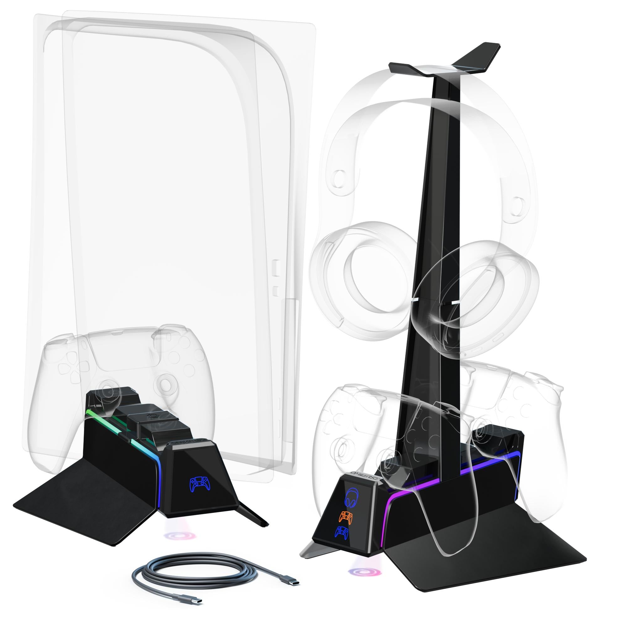 Oniverse   Ps5   Fast   Charging   Station   Black   Konsol   Tilbehør   Geekd   Dk