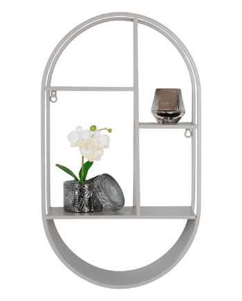 Oval   Væghylde    Greige   Metal