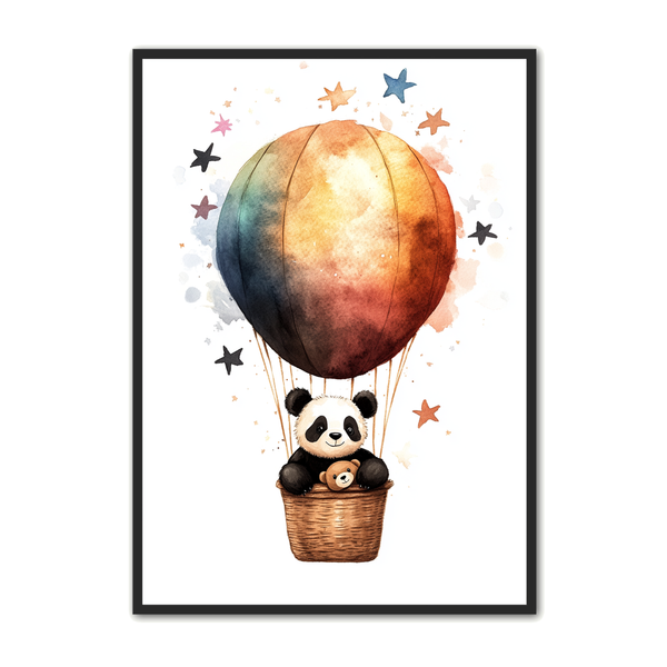Panda   Plakat   90   Regnbueballon   Og   Naturlig   Panda   Børneplakat