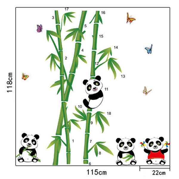 Panda Wallsticker Fire Søde Pandaer Der Er Vilde Med Bambus