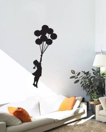 Pige   Med   Balloner   Wallsticker