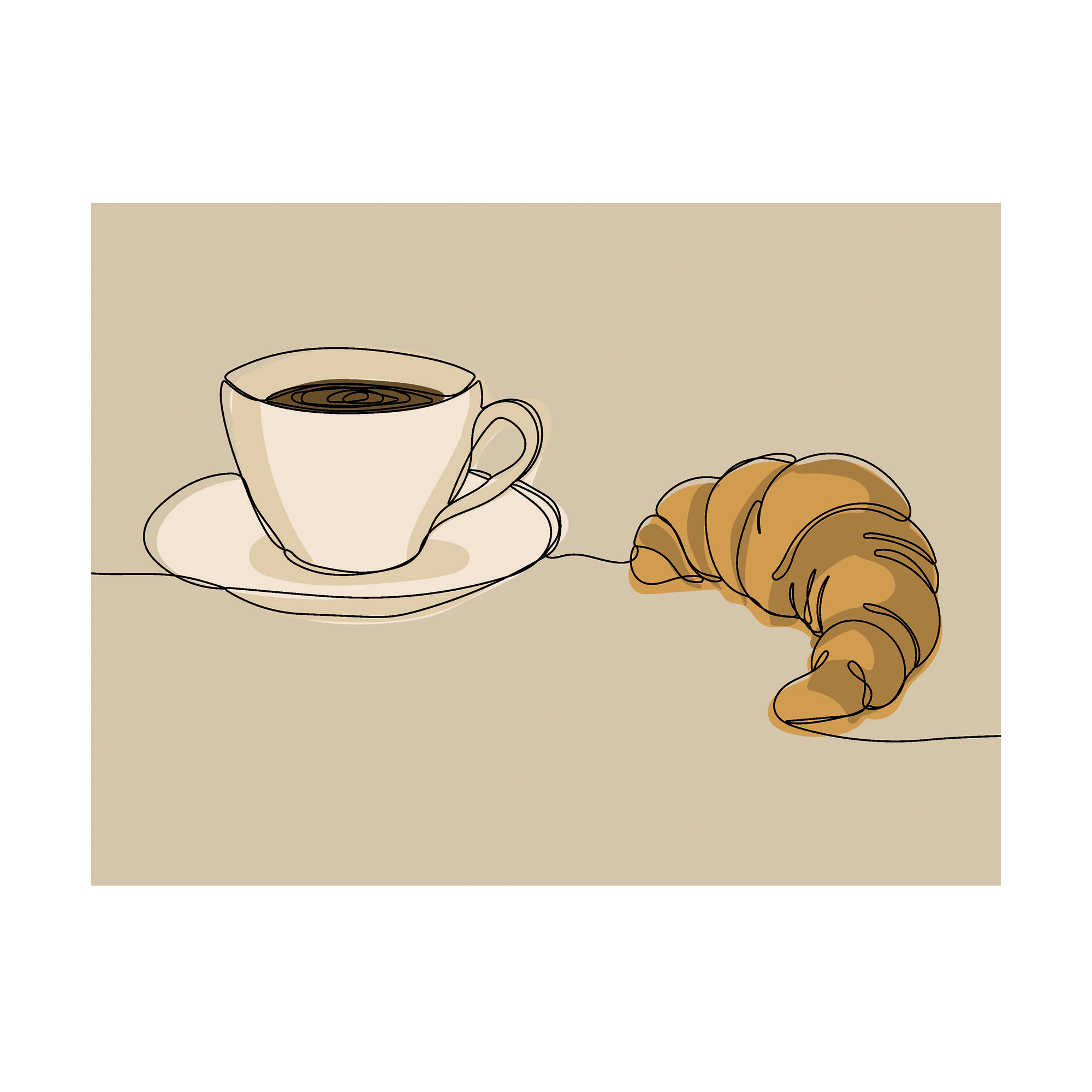 Plakat    Quot   Kaffe     Crossaint   Quot    Beige    40   X   30   Cm