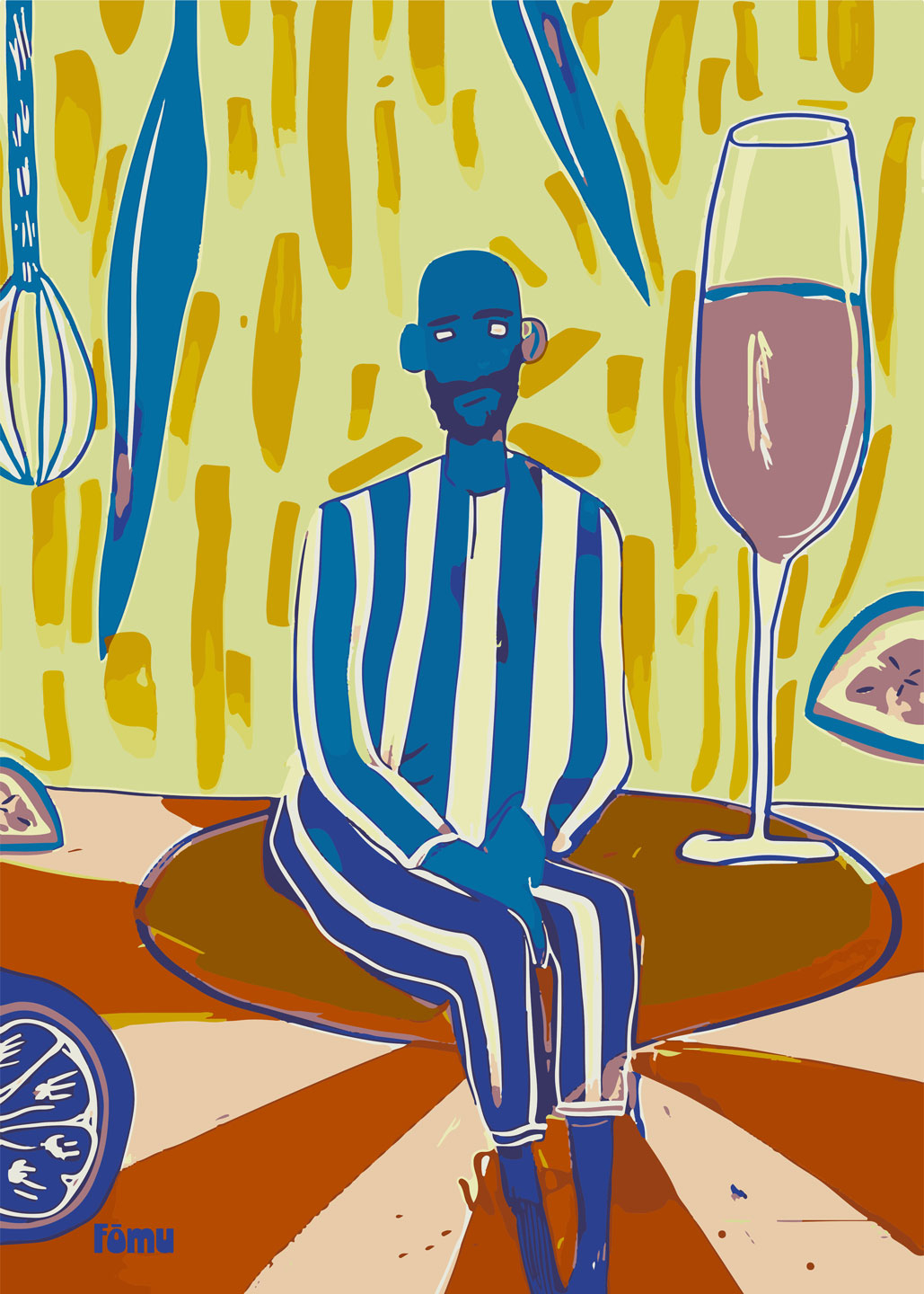 Pyjamasman   With   Redwine   Af   Få   Mu   Illustrations