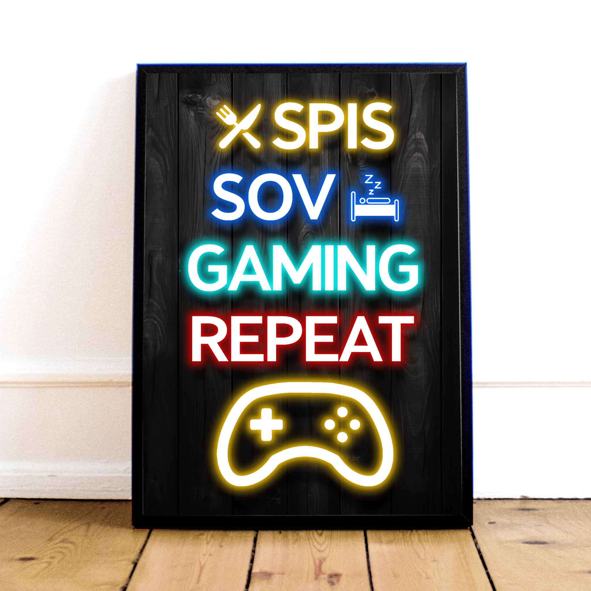 Spis    Sov    Gaming    Repeat    Plakat