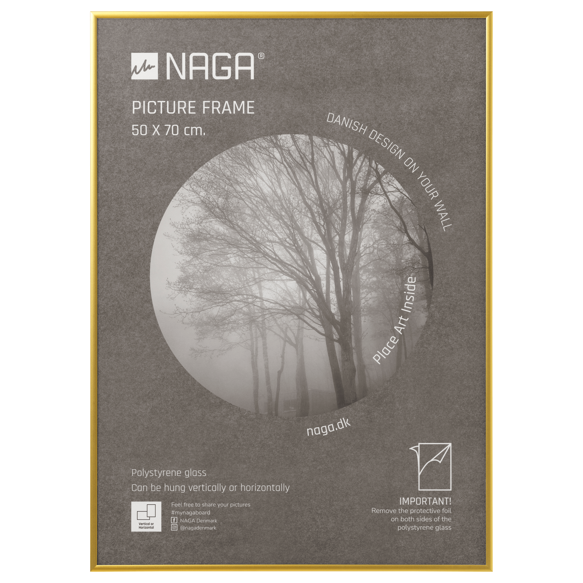 Ramme   Til   Plakater    50x70   Cm    Mat   Guld