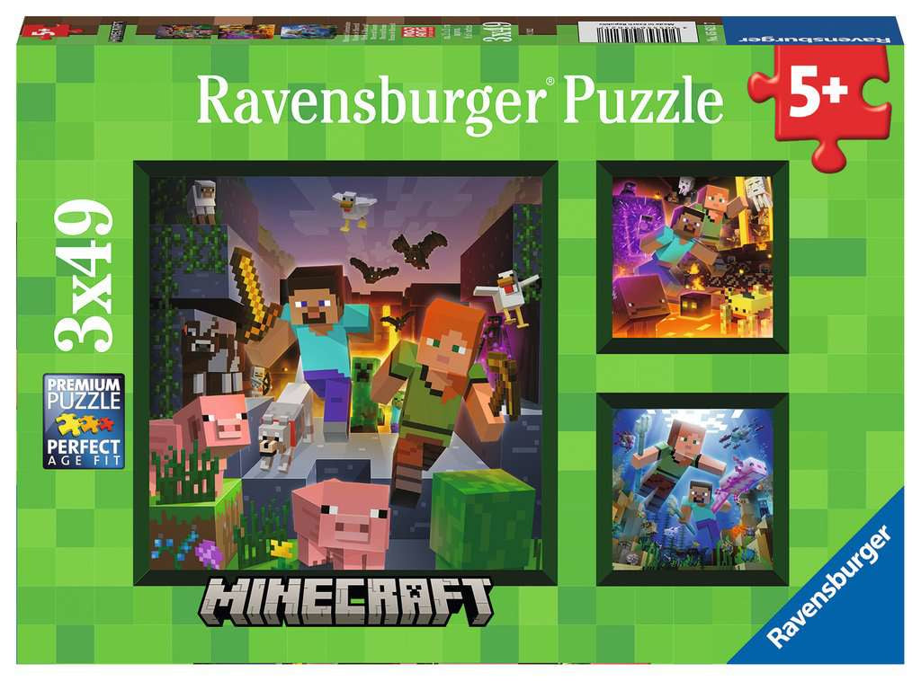 Ravensburger   Minecraft   Biomes   3x49p    10105621    Puslespil   Geekd   Dk