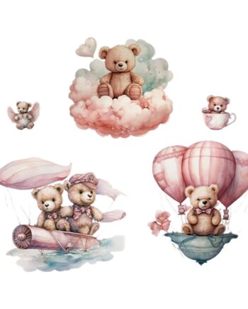 Rigtig   Sød   Wallsticker   Med   Bamser   I   Flere   Nuttede   Motiver