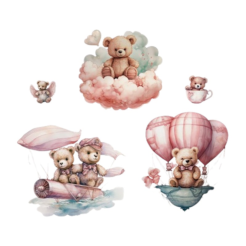 Rigtig Sød Wallsticker Med Bamser I Flere Nuttede Motiver