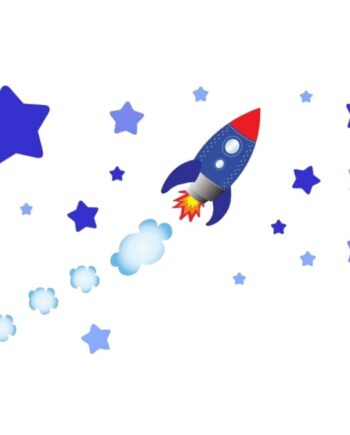 Rigtig   Sød   Wallsticker   Med   En   Rumraket   På   Vej   Mod   Stjernerne