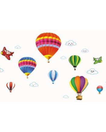 Rigtig   Sød   Wallsticker   Med   Luftballoner    Skyer   Og   Små   Flyvere   I   Flotte   Farver