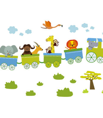 Rigtig   Sød   Wallsticker   Til   Børneværelset   Med   Et   Dyretog