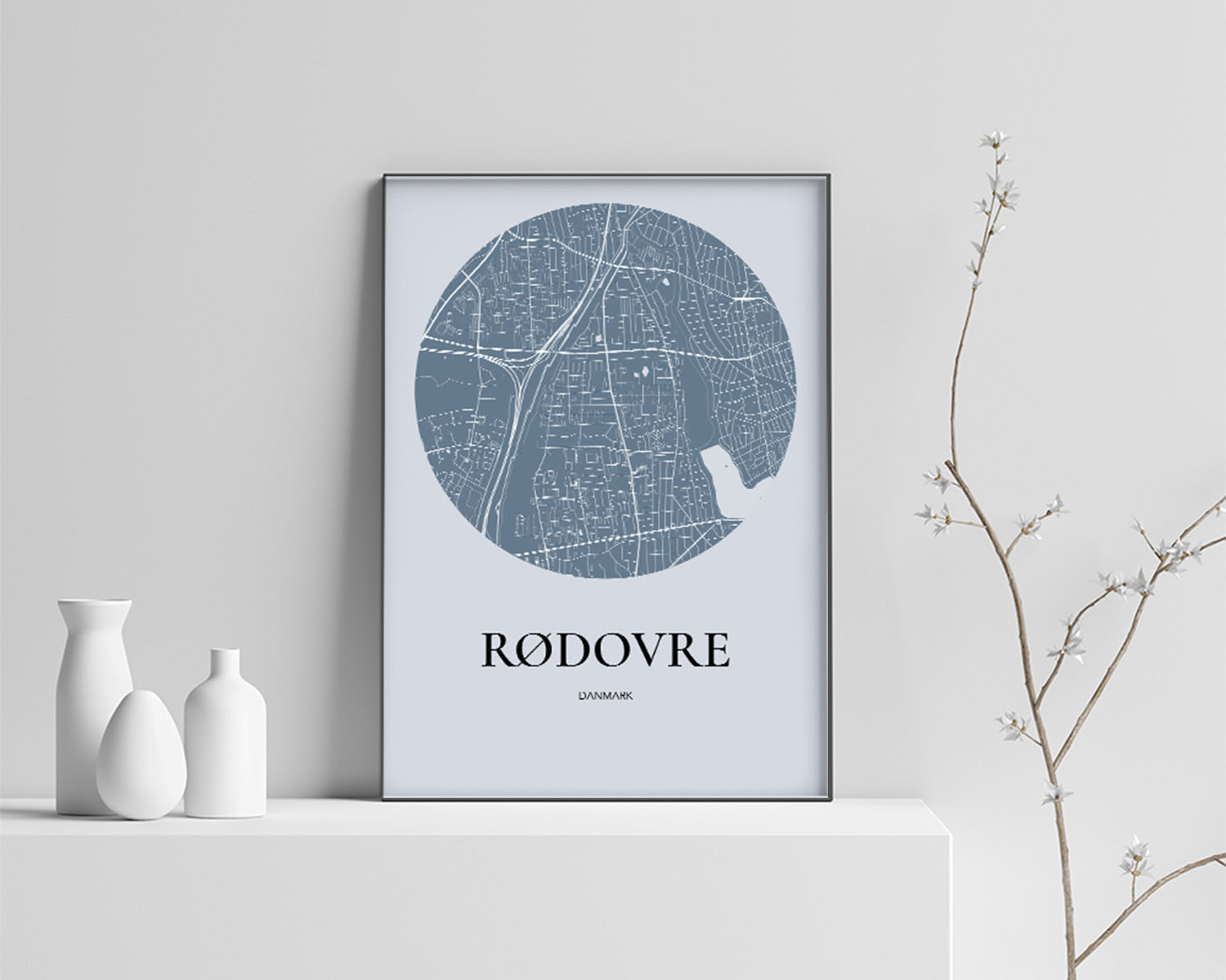 Rødovre Plakaten Rundt Kort Havblå 35 50 Cm  B3