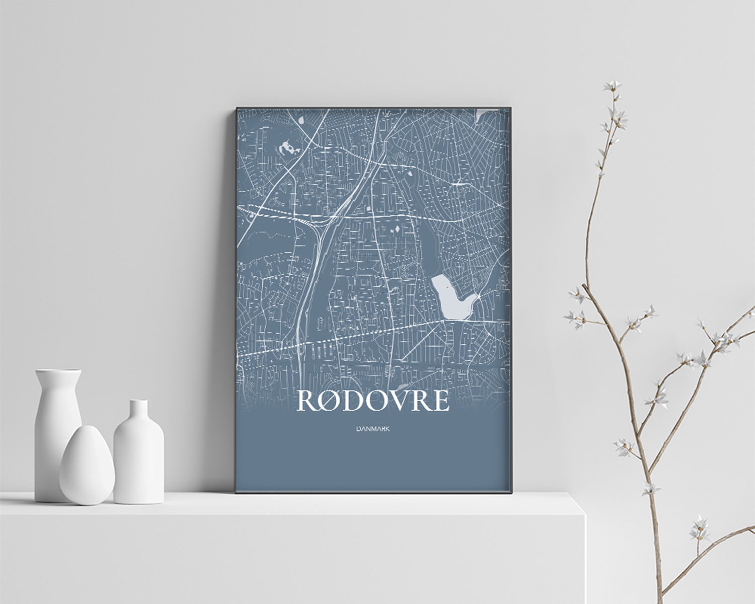 Rødovre Plakaten Fuldt Kort Havblå 42 60 Cm  A2