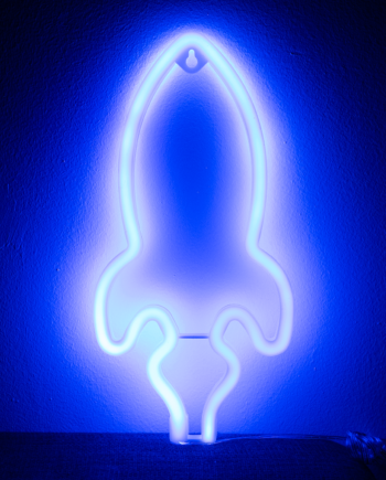 Rum   Raket   Neon   Led   Lampe   Blå
