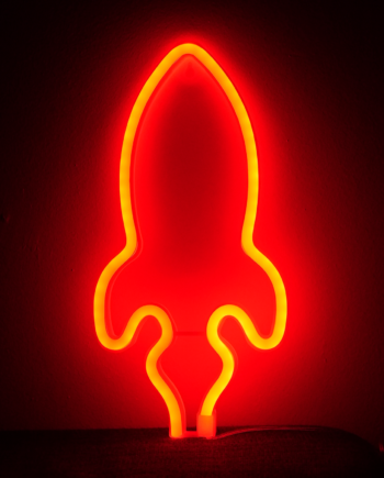 Rum   Raket   Neon   Led   Lampe   Rød
