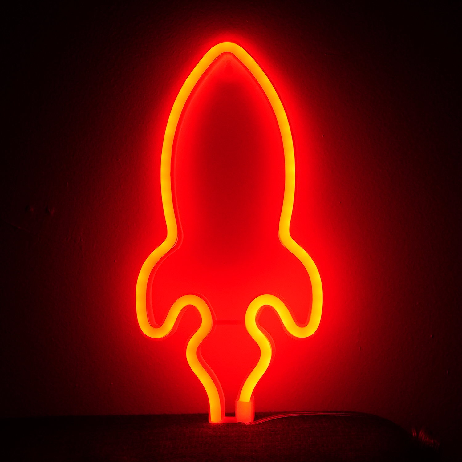 Rum   Raket   Neon   Led   Lampe   Rød