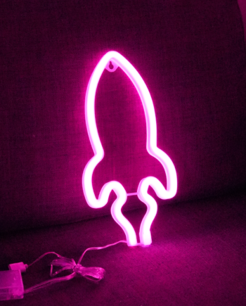 Rumraket   Neon   Led   Lampe   Pink