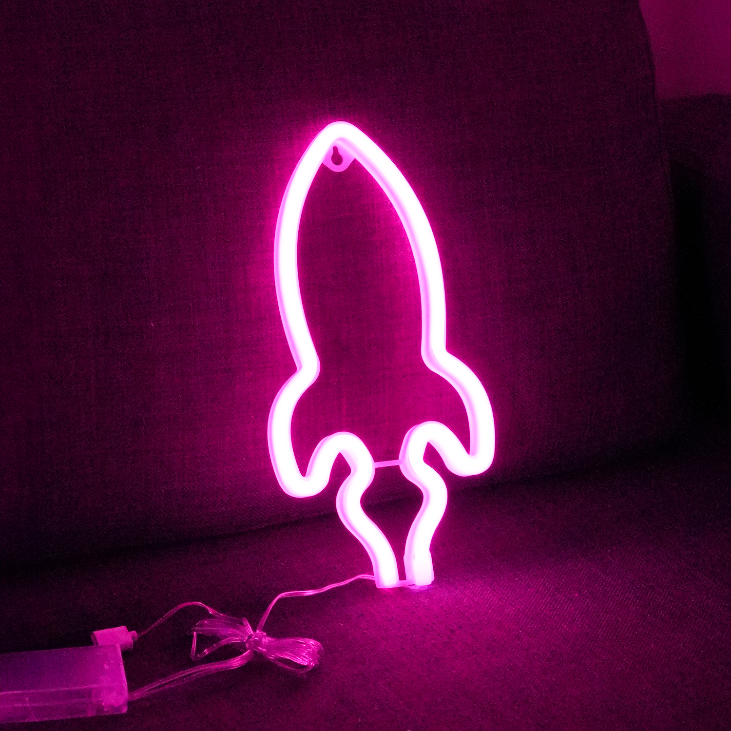 Rumraket   Neon   Led   Lampe   Pink
