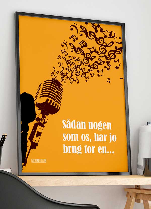Sådan   Nogen   Som   Os   Poul   Krebs - Plakat   Gul   Med   Mikrofon   21   X   29        A4    Kr    199  -