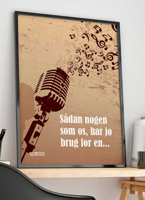 Sådan   Nogen   Som   Os   Poul   Krebs - Plakat   Med   Mikrofon - Effekt   21   X   29        A4    Kr    199  -