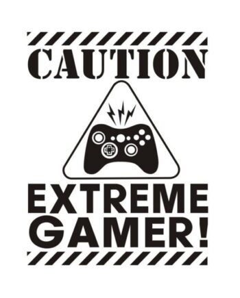 Stor   Sej   Gamer   Wallsticker    Caution   Extreme   Gamer    73x57cm