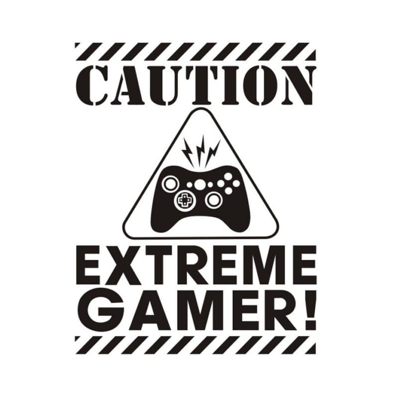 Stor Sej Gamer Wallsticker Caution Extreme Gamer 73x57cm