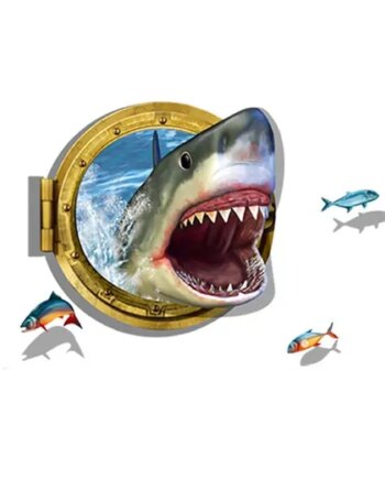Sej   Wallsticker   Med   En   Skrækindjagende   Haj    3d   Effekt