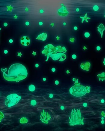 Selvlysende   Wallsticker   Med   En   Lille   Havfrue    Fisk   Og   Andre   Sjove   Havdyr