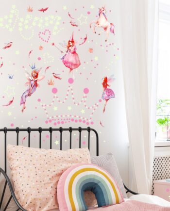 Selvlysende   Wallsticker   Med   Enhjørninger    Feer    Prikker   Og   Masser   Af   Stjerner    Hele   638   Stk