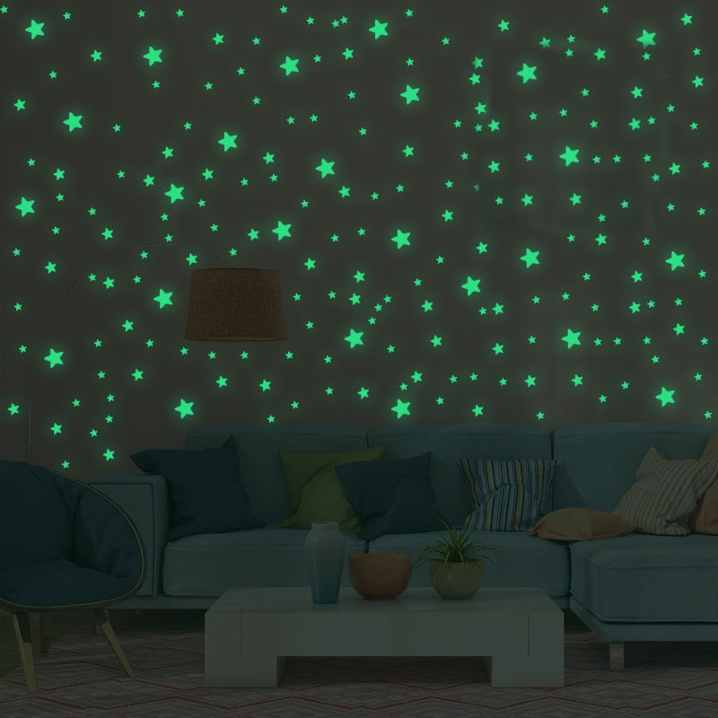 Selvlysende Wallsticker Med Stjerner Stjerner Og Flere Stjerner Hele 333 Stk