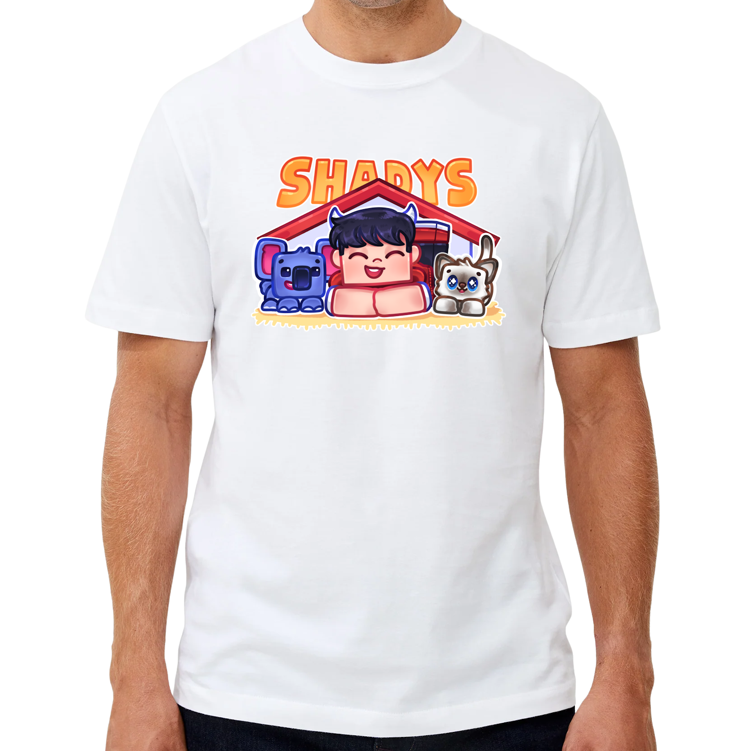 Shadys   Kæledyr   Tee   Hvid   T - Shirt   Geekd   Dk